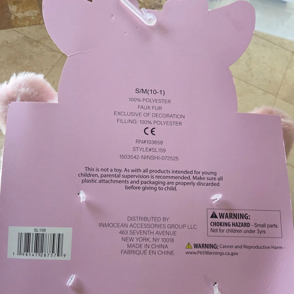 Pink Plush Deer Stuffed Animal Slippers - Gold Accent Cute Plush